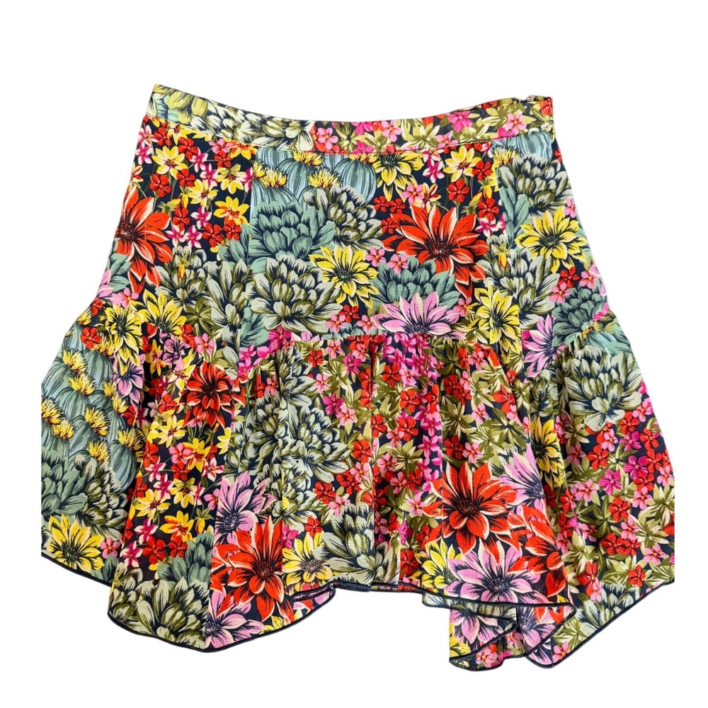 Urban Outfitters Floral Succulent Print Ruffle Mini Skirt Womens Small
